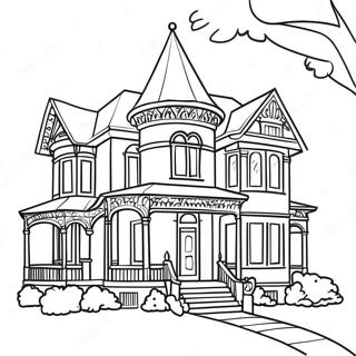 Viktorianisches Herrenhaus Ausmalbild | Viktorianisch Ausmalbild