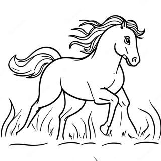 Majestätisches wildes Pferd im Lauf Ausmalbild | Wildes Pferd Ausmalbild