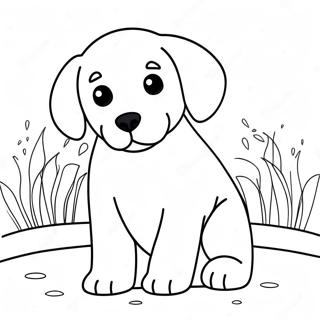 Verspielter Labrador Welpe Ausmalbild | Labrador Ausmalbild