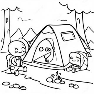 Niedliches Familien-Camping Ausmalbild | Wohnmobil Ausmalbild