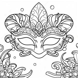 Mardi Gras Maske Ausmalbild | Fasching Maske Ausmalbild