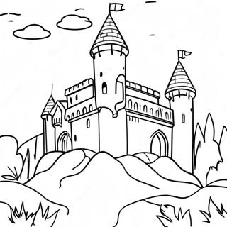 Mittelalterliches Schloss Ausmalbild | Mittelalter Ausmalbild