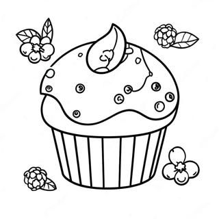 Leckeres Blaubeermuffin Ausmalbild | Heidelbeermuffin Ausmalbild