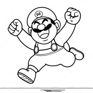 Wario springt vor Aufregung Ausmalbild | Wario Ausmalbild