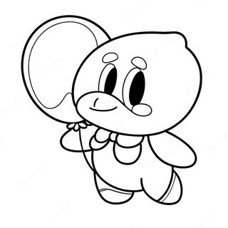 Süßer Marx Kirby mit Ballon Ausmalbild | Marx Kirby Ausmalbild