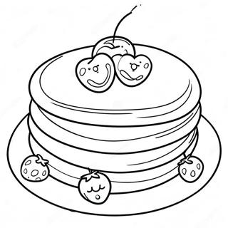 Fluffige Pfannkuchen mit Beeren Ausmalbild | Pfannkuchen Ausmalbild