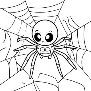 Gruselige Halloween-Spinne im Netz Ausmalbild | Halloween-Spinne Ausmalbild