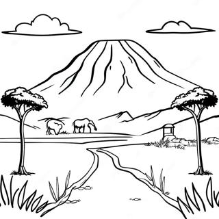 Majestätische kenianische Landschaft Ausmalbild | Kenia Ausmalbild