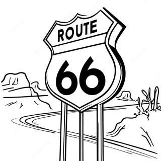 Vintage Route 66 Schild Ausmalbild | Route 66 Ausmalbild