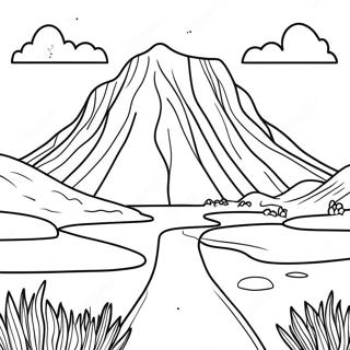Isländische Landschaft Ausmalbild | Island Ausmalbild