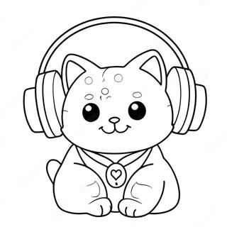 Cooler DJ Catnip mit Kopfhörern Ausmalbild | DJ Katznip Ausmalbild