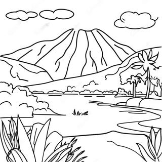 Buntes Bolivianisches Landschafts-Ausmalbild | Bolivien Ausmalbild