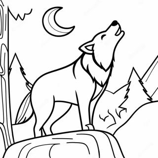 Majestätischer Wolf, der zum Mond heult Ausmalbild | Wolf Ureinwohner Ausmalbild