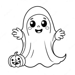 Niedlicher Halloween Geist Ausmalbild | Einfach Halloween Ausmalbild