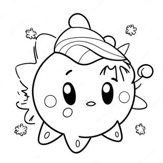 Niedlicher Eis Kirby mit Schneeflocken Ausmalbild | Eis Kirby Ausmalbild