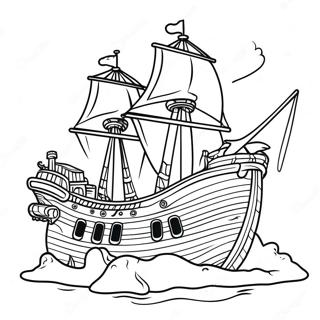 Versunkenes Piratenschiff Ausmalbild | Schiffswrack Ausmalbild
