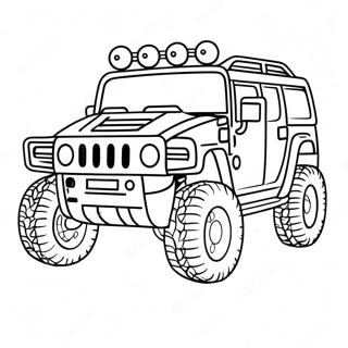 Cooler Hummer im Offroad-Ausmalbild | Hummer Ausmalbild