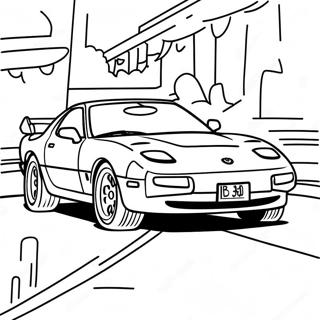 Mazda RX7 in Aktion Ausmalbild | RX7 Ausmalbild