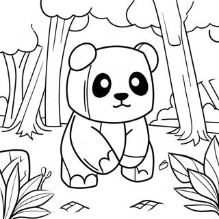 Niedlicher Minecraft Panda im Wald Ausmalbild | Minecraft Panda Ausmalbild