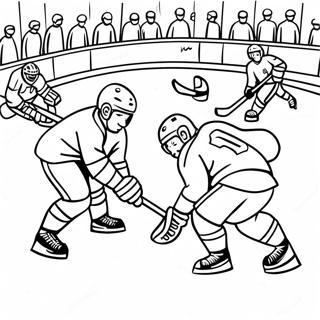 Spannende Eishockeyspiel-Szene Ausmalbild | Eishockeyfeld Ausmalbild