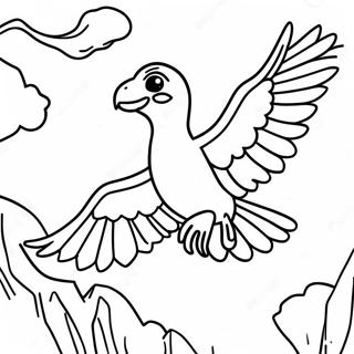Bunte Raptoren im Flug Ausmalbild | Raptoren Ausmalbild