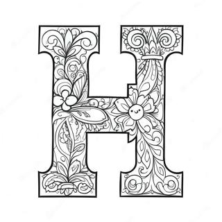 Fröhlicher Buchstabe H Ausmalbild | Buchstabe H Ausmalbild