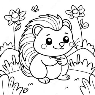 Niedlicher Igel im Garten Ausmalbild | Igel für Erwachsene Ausmalbild