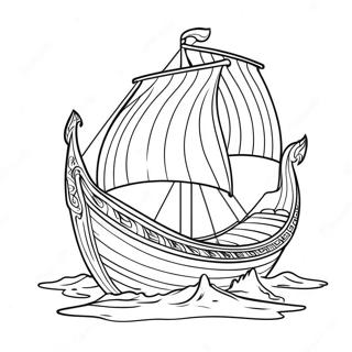 Wikinger Schiff segelt Ausmalbild | Wikinger Ausmalbild