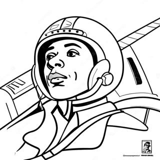 Mutiger Tuskegee Airman fliegt ein Flugzeug Ausmalbild | Tuskegee Airmen Ausmalbild