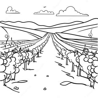 Schöne Weinberg Ausmalbild | Wein Ausmalbild