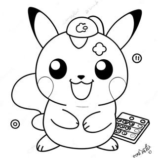 Niedlicher Pikachu löst Mathematikprobleme Ausmalbild | Pokemon Mathematik Ausmalbild