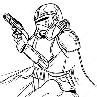 Detailliertes Phase 1 Klonkrieger Action Pose Ausmalbild | Phase 1 Klontruppler Ausmalbild