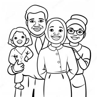 Fröhliche schwarze Familie Ausmalbild | Schwarze Menschen Ausmalbild