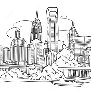 Philadelphia Skyline Ausmalbild | Philadelphia Ausmalbild