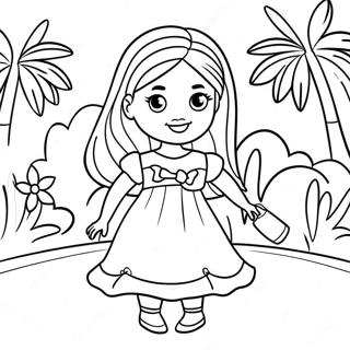 Niedliche Barbie Stacie im Sommerkleid Ausmalbild | Barbie Stacie Ausmalbild