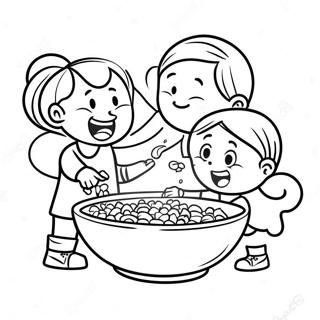 Glückliche Kinder essen Müsli Ausmalbild | Müsli Ausmalbild