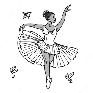 Schwarze Ballerina in eleganter Pose Ausmalbild | Schwarze Ballerina Ausmalbild
