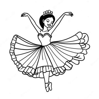 Anmutige schwarze Ballerina beim Tanzen Ausmalbild | Schwarze Ballerina Ausmalbild