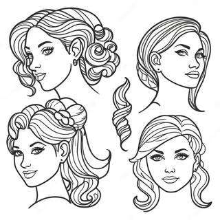 Bunte Frisuren Ausmalbild | Haare Ausmalbild