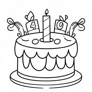 Buntes 40. Geburtstagskuchen Ausmalbild | 40. Geburtstag Ausmalbild