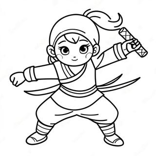 Ninja-Mädchen in Aktion Ausmalbild | Ninja Mädchen Ausmalbild