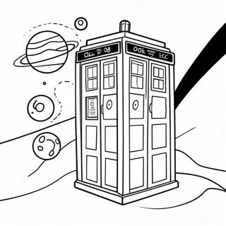 TARDIS im Weltraum Ausmalbild | Dr. Who Ausmalbild