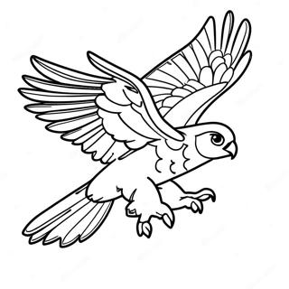 Majestätischer Falke im Flug Ausmalbild | Falke Ausmalbild