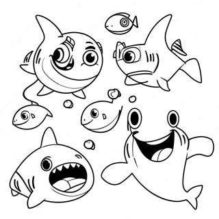Lustige Haifisch-Märchenfiguren Ausmalbild | Haifischgeschichte Ausmalbild