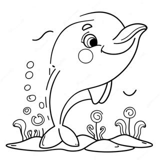 Niedliches Cartoon-Delfin Ausmalbild | Meerestiere Ausmalbild