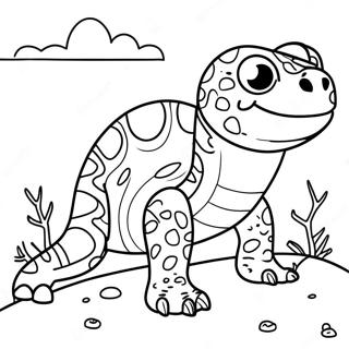 Süßes Gila Monster in der Wüste Ausmalbild | Gila Monster Ausmalbild