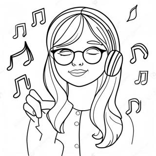 Ausmalbild von Daria mit Noten | Daria Lied Ausmalbild
