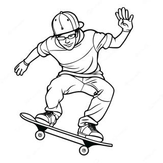 Cooler Skateboarder, der Tricks vorführt Ausmalbild | Skateboard Ausmalbild