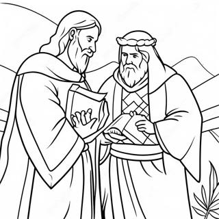 Ausmalbild einer biblischen Geschichte | Seiten der Bibel Ausmalbild