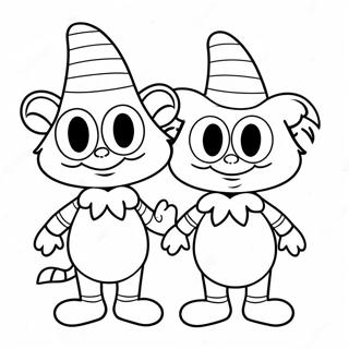Verspieltes Ausmalbild von Ding 1 und Ding 2 | Ding 1 und Ding 2 Ausmalbild
